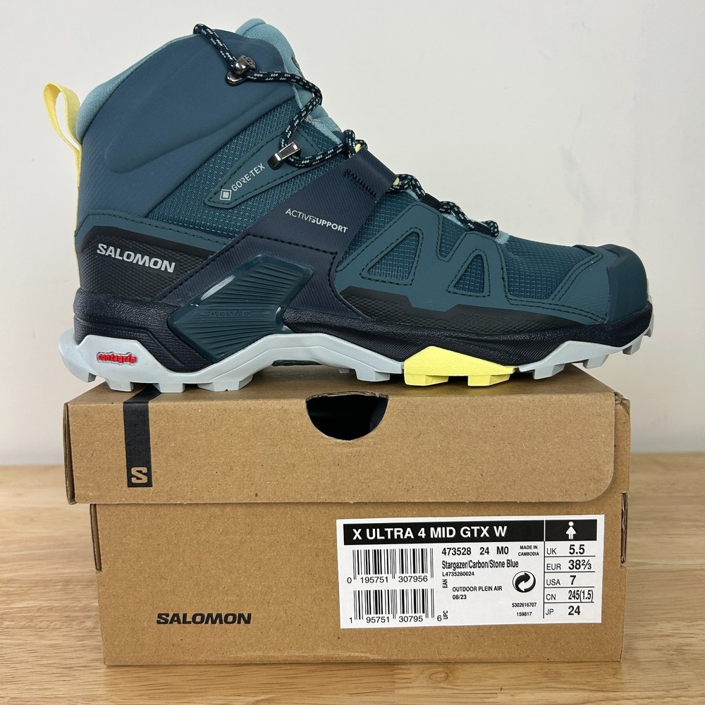 NEW Salomon X Ultra 4 Mid GTX Gore Tex Womens 7 (EU 38.66) Hiking Boots Blue - Picture 3 of 9